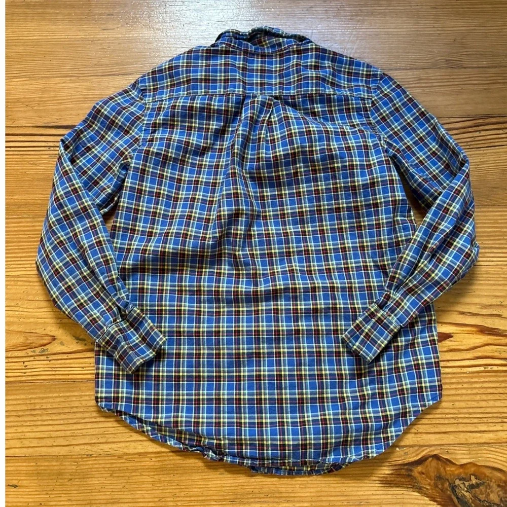 Ralph Lauren Plaid Button Down Kids Blue Excellent Long Sleeve Pony SIZE 10-12‎